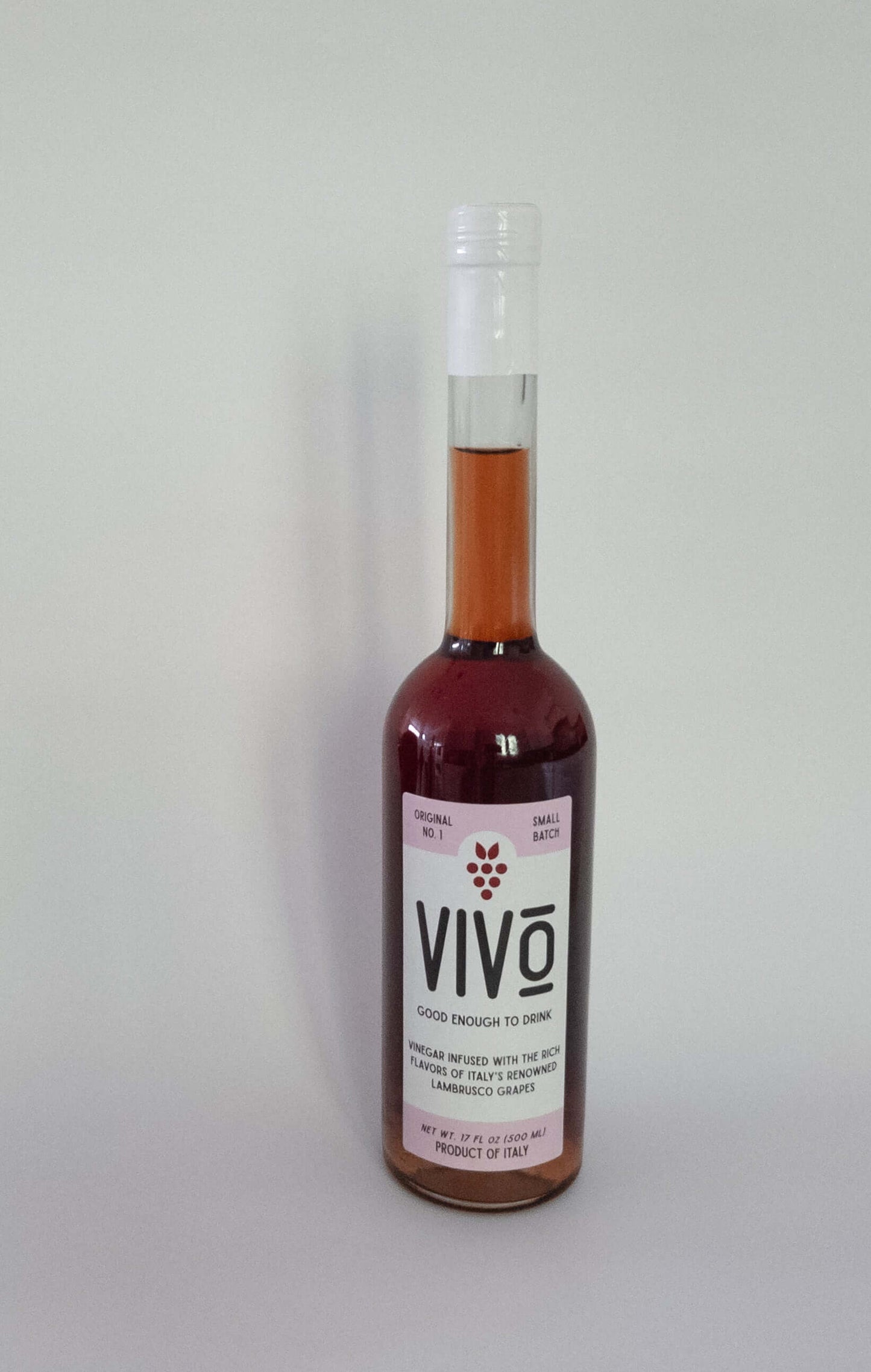 VIVO lambrusco vinegar bottle showcasing authentic Italian craftsmanship and premium quality.